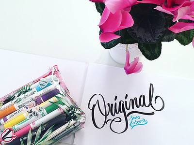 Original brush draw flower font marker original pen pencil type typo typography
