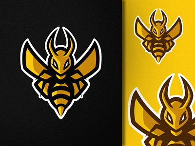 Hornet art badge bee branding creative design face graphic design hornet illustration illustrator logo mascot logo minimal photoshop process sketch ui wings yellow