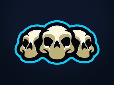 Tri Skulls art artwork blue branding creative cute design designer esports graphic design illustration illustrations illustrator logo mascot logo photoshop skull skull logo skulls vector