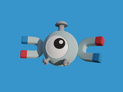 Magnemite 3d art artist blender branding concept creative cute design game gaming graphic design illustration logo low poly magnemite photoshop pokemon