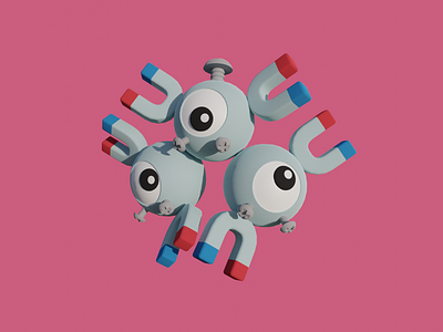 Magneton 3d art asset branding creative cute design game gaming graphic design illustration logo low poly magnemite magneton photoshop pokemon prop ui vector