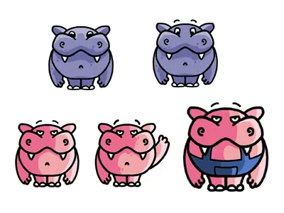 Hippo Character Sketch app art cartoon character creative cute cute animal cute art design drawing graphic design hippo icon illustration logodesign photoshop process ui ux web