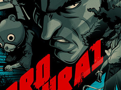 Afro Samurai Poster afro samurai anime blue grey illustration kung fu photoshop poster poster art vector