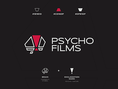 PsychoFilms Redesign Concept brain brand design brand identity branding clip company film films grey logo logo design mature movie movies music production psycho red video white