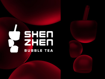 Shenzhen B.T. - 3D Logomark Design 3d black brand design brand identity branding bubble tea design logo logo design red render
