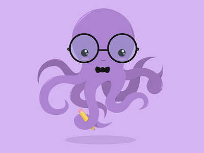 Octo Geek flat geek geeky illustration nerd nerdy octopus purple