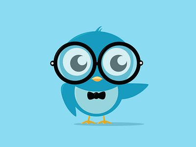 Geeky Bird bird blue geek geeky illustration nerd nerdy