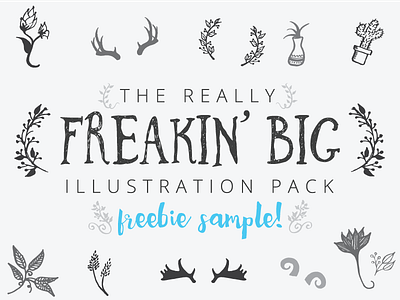 [Freebie] The Freakin' Big Illustration Pack Sample ai download drawn eps free freebie hand handdrawn illustration psd sketch vector