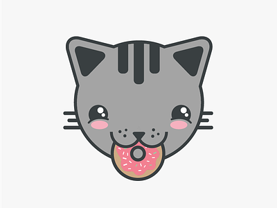 Om nom nom. bakery cat cute donut doughnut food illustration kawaii kitty