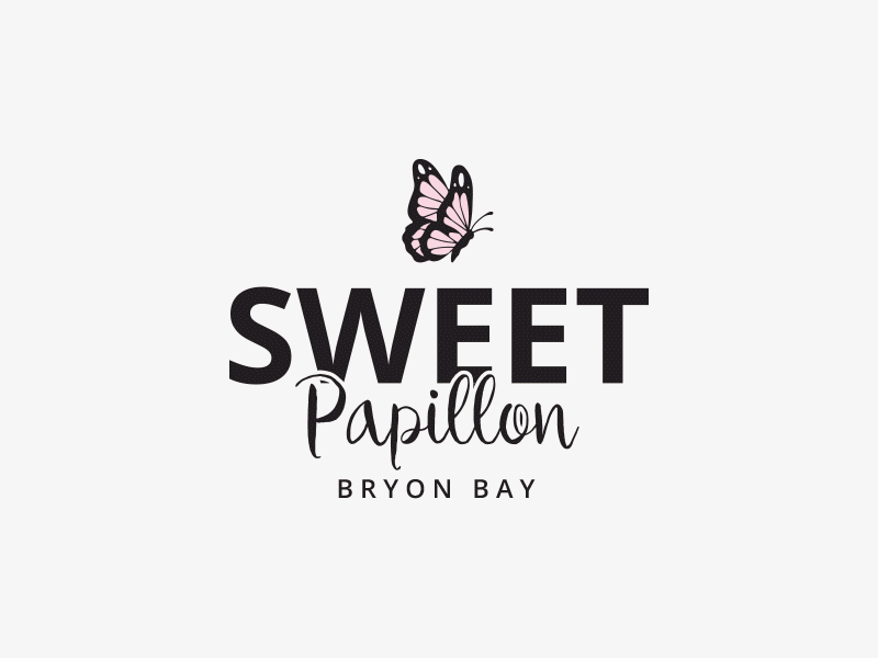 Sweet Papillon Branding black branding butterfly hand drawn logo pink