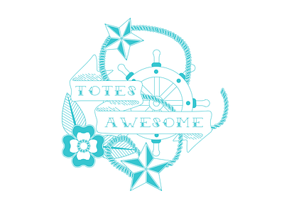 Totes Awesome flower nautical tattoo sketch sketchapp star