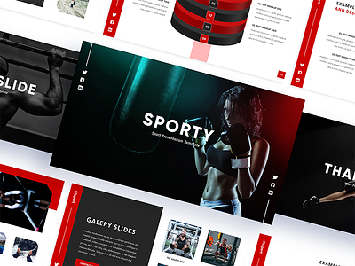 Fitsport - Gym, Fitness & Sports Powerpoint Template abs aerobic agency bodybuilding business clean creative exercise fitness fitness studio google slides gym personal trainer portfolio pptx presentation project red studio trainer fitness