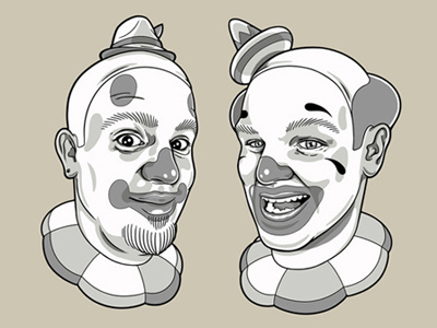 Couple of Old Clowns clowns illustration portraits vector vintage