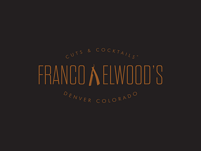 Franco & Elwoods barber brand and identity brand identity branding cocktail design haircut logo lounge speakeasy typography