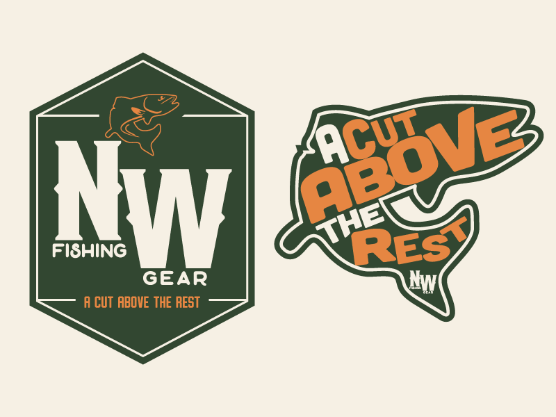 NW Fishing Gear outdoors wilderness camping fishing fish typography illustration custom type logo illustation branding brand and identity illustrator drawing design