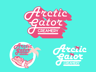 Arctic Gator Creamery Branding aligator brand and identity branding creamery custom type design drawing gator ice cream illustation illustration illustrator logo typography