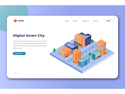 Digital Smart City Isometric Landing Pages business design illustration isometric isometric design isometric illustration landing page design smart city ui design user interface vector website