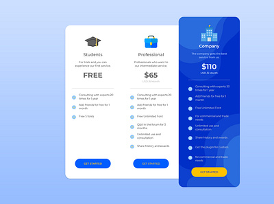 Pricing Table business creative design landing page design mobile design pricing table ui ui design user interface ux website