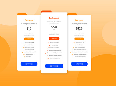 Pricing Table business design landing page design pricing professional table ui ui design user interface ux website