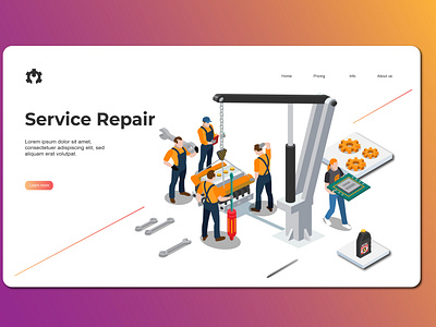 Service Repair Isometric Landing Pages