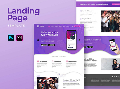 Landing Pages – Music Player Apps business creative display homepage interactive interface landing page mobile app mobile design music player professional service ui ui design website