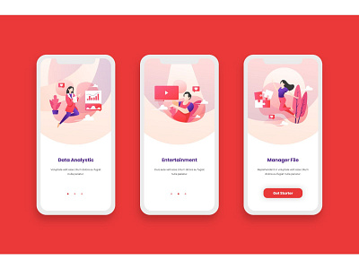 Onboarding Screens Mobile App illustration mobile app design mobile design onboarding ui ui design user interface ux vector