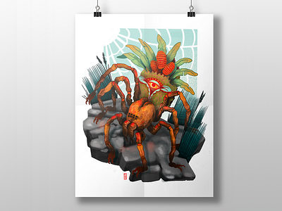 Poster "Araña mona" colors design digitalart digitalillustration drawing illustration painting