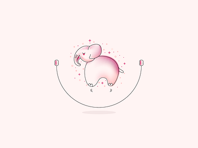 Jumpie jumps cute dainty delicate elephant illustration jump rope line work pastel pink pink elephant vector watercolor