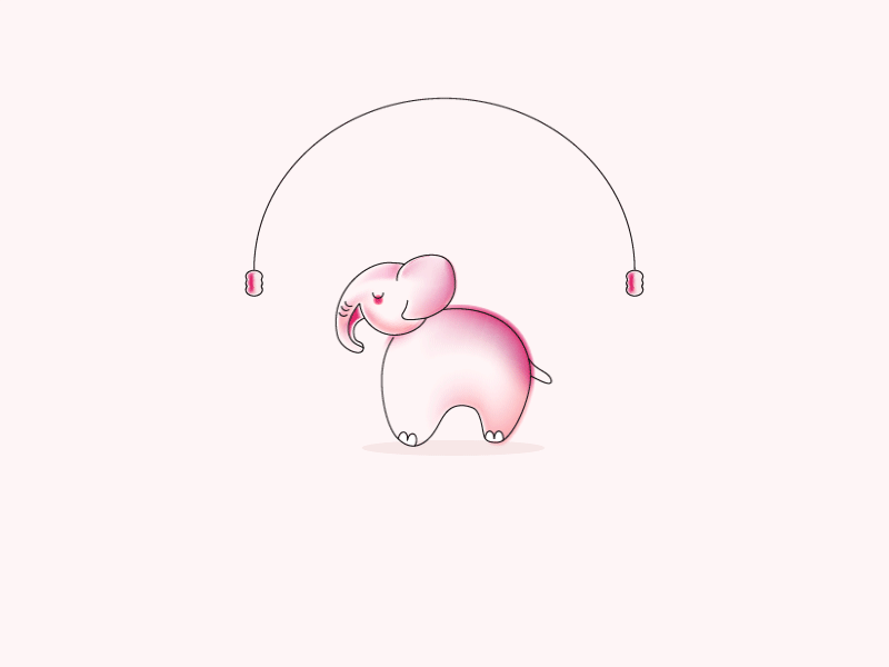 Jumpie jumps - Weeee! edition animation cute dainty elephant gif illustration jump rope line work motion pastel pink sparkles