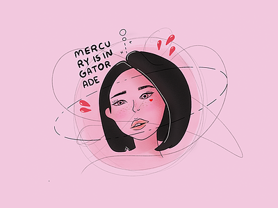 mercury is in gatorade girl illustration line work procreate retrograde