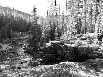 Provo Falls black and white photography uintas water