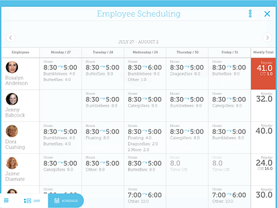 SmartCare | Employee Schedule mobile app design ui ux