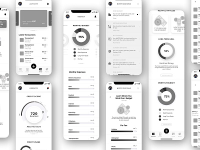 GETTER Mid Fidelity Wireframes app branding minimal ui user interface user interface design userinterface ux vector web website wireframe wireframing