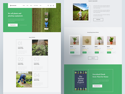 Plants Shop - Landing Page clean design development ecommerce inkscape landing page landing page design minimalist plant product design productivity quarantine shop ui uidesign uiux ux ux design uxdesign work from home