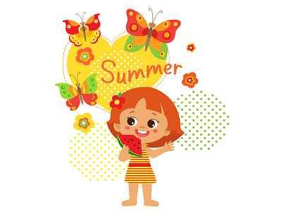 Summer Girl 2d animation design illustration вектор иллюстрация