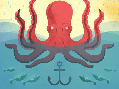 Deep Sea Monster anchor drawing fish illustration nature octopus sea