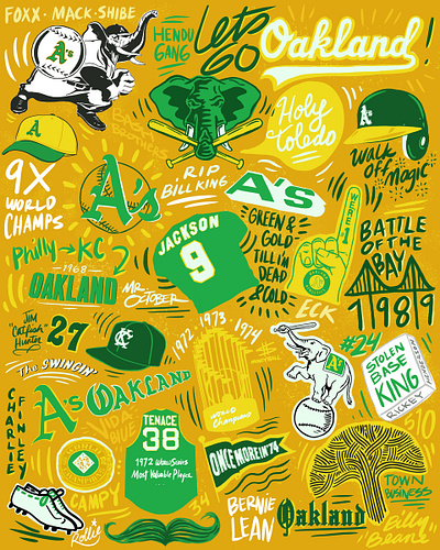 Let's Go Oakland baseball design hand lettering illustration oakland procreate app typogaphy
