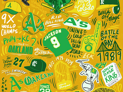 Let's Go Oakland baseball design hand lettering illustration oakland procreate app typogaphy