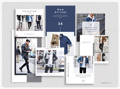 Menswear Instagram Template | MECA catalog clean ecommerce editorial feed instagram layout design lifestyle menswear minimalist modern online shop outfit photographer photography photoshop posts story template design templates