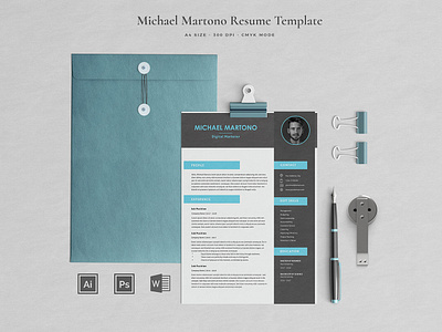 Resume 04 Pages | Martono a4 size clean cover letter creative editorial job layout layout design minimal minimalist modern pages print design professional resume resume cv resume template simple template design templates