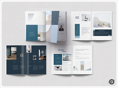 RINGLE Architecture Magazine a4 size architecture blue and white clean ebook editorial indesign interior interior design layout design magazine magazine design minimal layout minimalist modern print design professional publisher template design templates