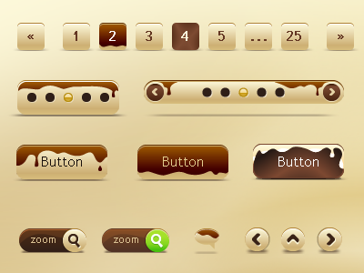 Zaharo brown button chocolate design kit ui website