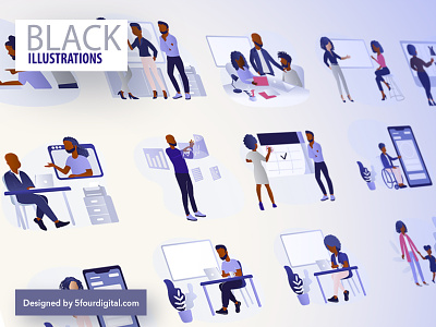 Illustrations of Black People animation black branding digital illustration mobile people print product design typography webdesign