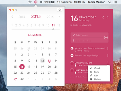 Desktop Calendar App UI Concept calendar concept date day desktop mac month note os ui year