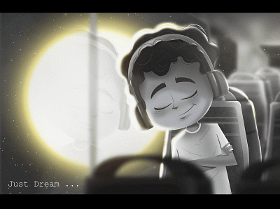 Just dream art direction artdirection black and white character concept art digital painting dream illustration