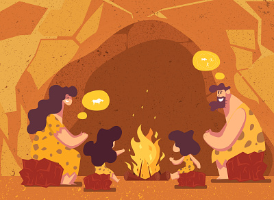 Cave Family art direction cave concept art family illustration motiongraphics