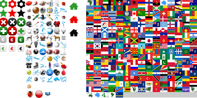 Spriting countries flags icons sports sprite