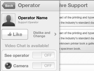 Mobile Live Support Wireframes (2/3)