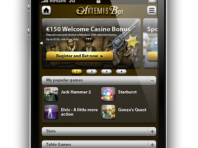 Artemis Mobile Casino Lobby