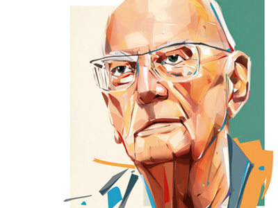 Arthur C. Clarke blue design illustration portrait red yellow